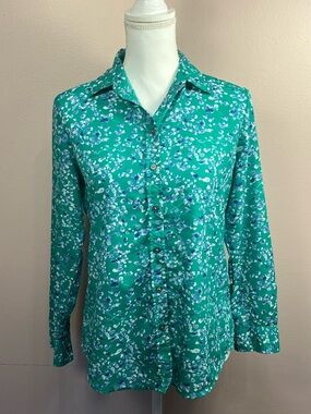 Banana Republic Teal Green Floral Button-Up Shirt